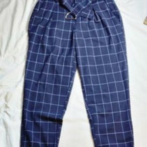 Women's High-Rise Relaxed Fit Straight Belted Trousers - A New Day